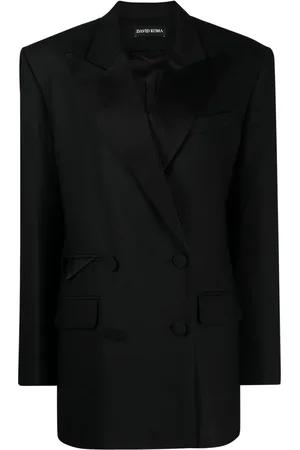 DAVID KOMA Blazer con solapas satinadas y doble botonadura