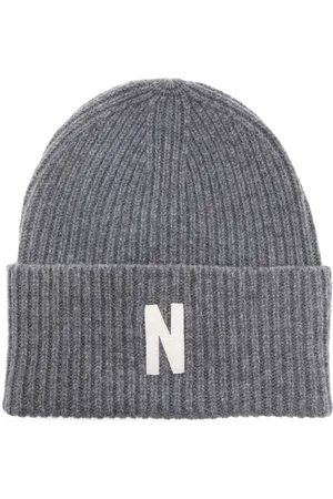 Norse projects Gorro tejido de canalé con parche del logo