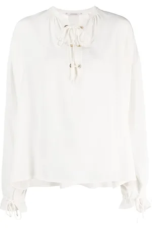 Dorothee Schumacher Blusa de seda con cordones en el cuello