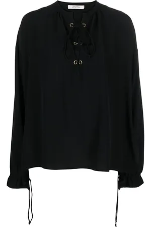 Dorothee Schumacher Blusa de seda con cordones en el cuello