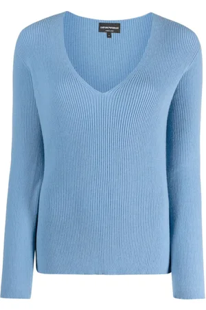 Emporio Armani Suéter tejido de canalé con cuello en V
