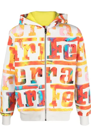 FERRARI Hoodie con cierre y logo estampado