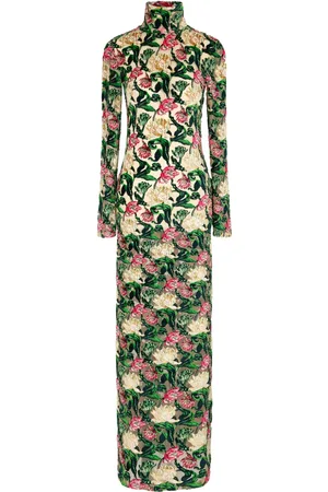 Paco rabanne Vestido con estampado floral y cuello de tortuga
