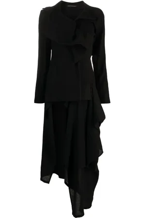 YOHJI YAMAMOTO Abrigo asimétrico con detalle de volantes