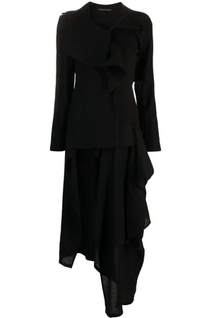 YOHJI YAMAMOTO Abrigo asimétrico con detalle de volantes