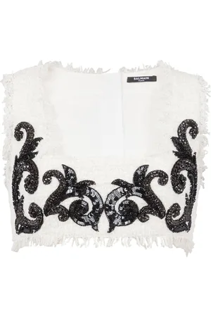 Balmain Top corto con bordado Baroque