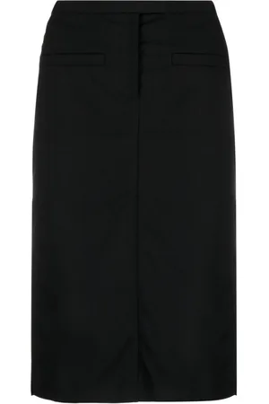 Courrèges Falda midi con cintura alta y aplique del logo