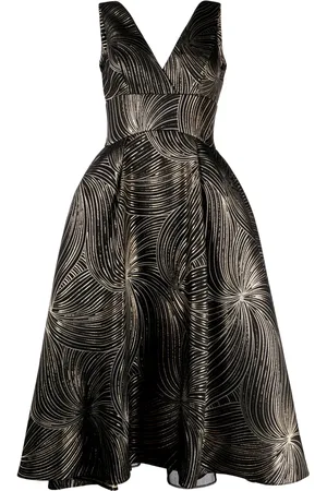 Amsale Vestido midi sin mangas en jacquard