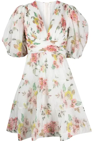 ZIMMERMANN Vestido corto con mangas farol y estampado floral