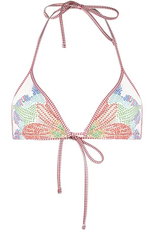 La DoubleJ Top de bikini con estampado gráfico y cuello halter