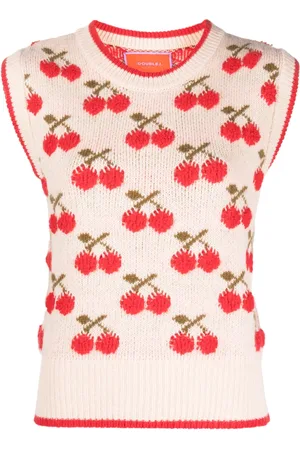 La DoubleJ Chaleco tejido con motivo de cerezas en intarsia