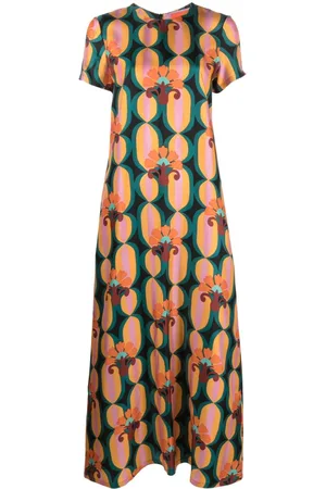 La DoubleJ Vestido de seda con estampado gráfico