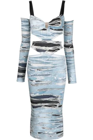 John Richmond Vestido midi con estampado gráfico