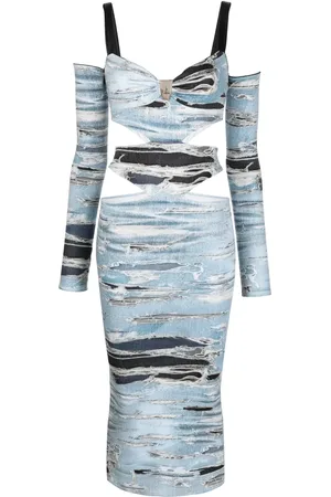 John Richmond Vestido midi con estampado gráfico