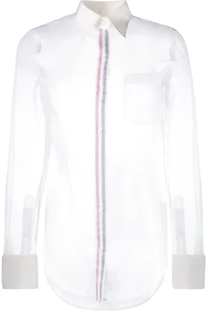 Thom Browne Camisa de seda transparente con motivo de rayas RWB