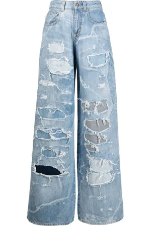 John Richmond Jeans anchos con efecto envejecido
