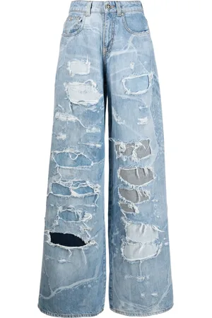 John Richmond Jeans anchos con efecto envejecido