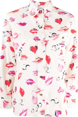 CHANEL Camisa con labial estampado 1990-2000