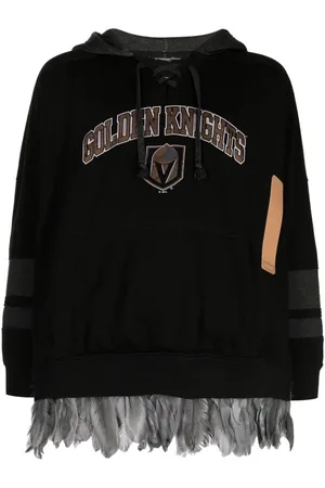 4SDESIGNS Hoodie con ribete de pluma