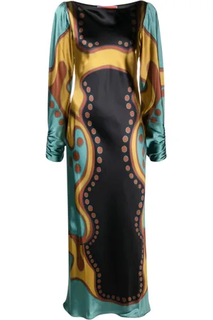 La DoubleJ Vestido satinado Eros con aberturas