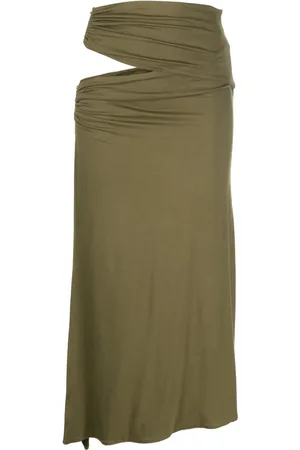Concepto Falda midi drapeada con aberturas