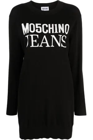 Moschino Vestido corto tejido con motivo del logo en intarsia