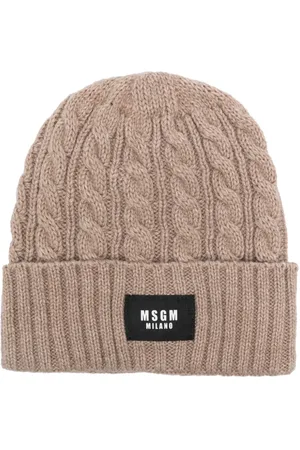 Msgm Gorro en tejido de ochos con aplique del logo