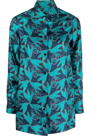 Botter Camisa de seda con motivo de peces