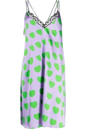 Natasha Zinko Vestido corto con corazones estampados y detalle de encaje