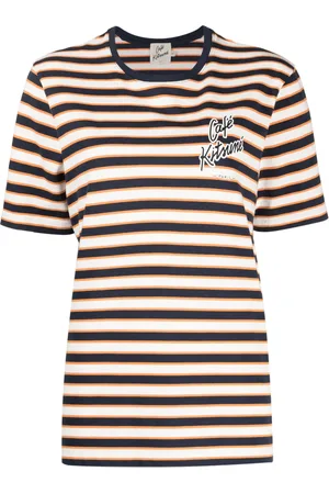 Café Kitsuné Playera con logo estampado y motivo de rayas