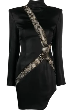 GENNY Vestido corto con diseño asimétrico y detalles de strass