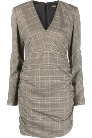 Twin-Set Vestido corto con diseño fruncido y motivo de cuadros