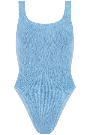 Hunza G Traje de baño con efecto arrugado y cuello cuadrado