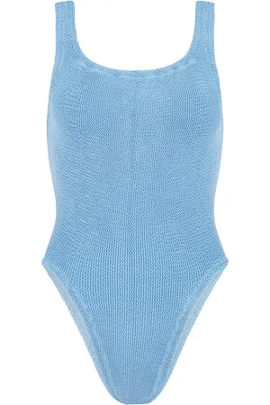 Hunza G Traje de baño con efecto arrugado y cuello cuadrado