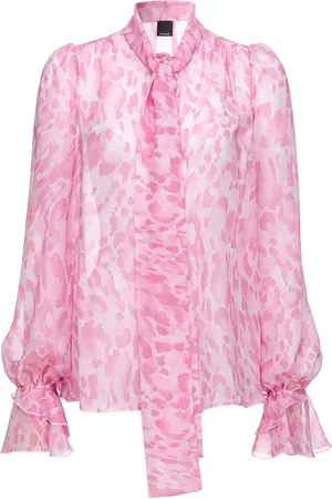 Pinko Blusa con moño en el cuello y estampado abstracto