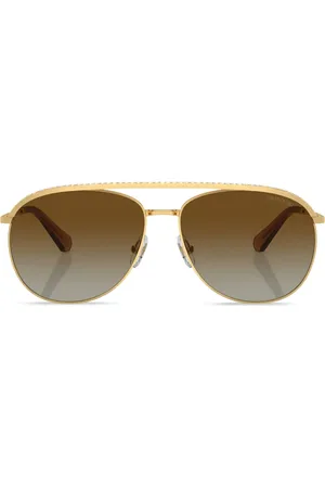 Swarovski Lentes de sol con armazón estilo piloto y detalles de cristal