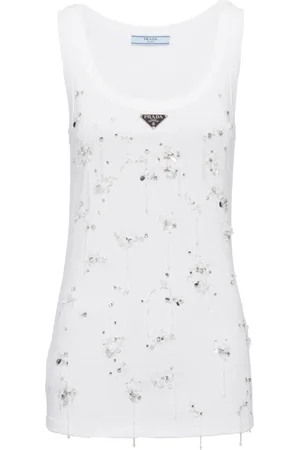 Prada Camiseta tejida de canalé bordado