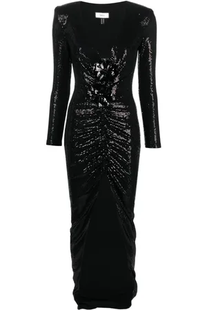 NISSA Vestido largo bordado con lentejuelas