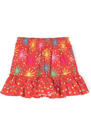 Stella McCartney Falda con volantes y estampado gráfico