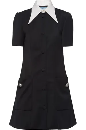 Prada Vestido corto con botones y cuello en contraste