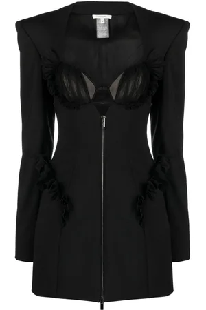 Nensi Dojaka Vestido corto estilo blazer con volantes