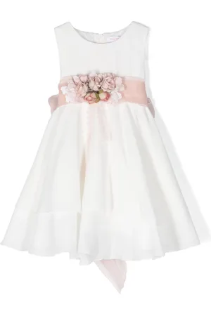 Mimilù Vestido a capas con cinturón y apliques florales