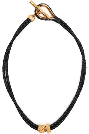 VERSACE Collar de cuero Greca trenzada
