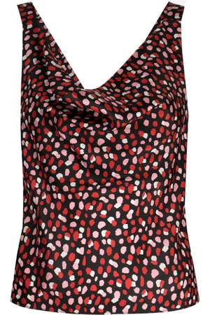 Cynthia Rowley Top de seda sin mangas con cuello desbocado
