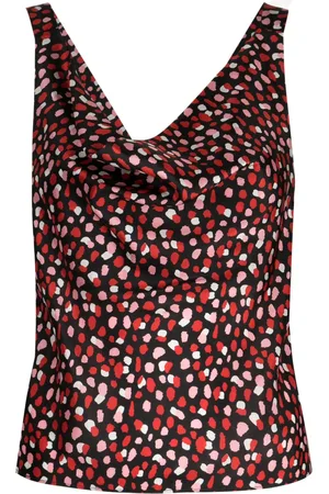 Cynthia Rowley Top de seda sin mangas con cuello desbocado