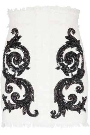 Balmain Falda corta de tweed bordada