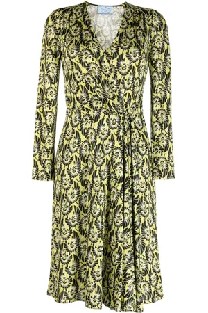 Prada Vestido de seda con estampado abstracto