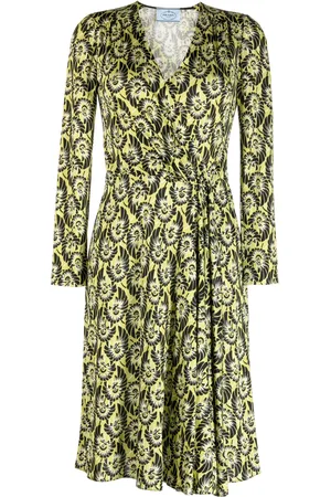 Prada Vestido de seda con estampado abstracto