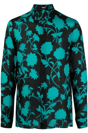VERSACE Camisa de seda con estampado Floral Silhouette