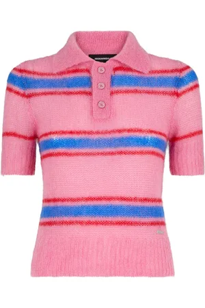 Dsquared2 Playera tipo polo tejida con rayas estampadas
